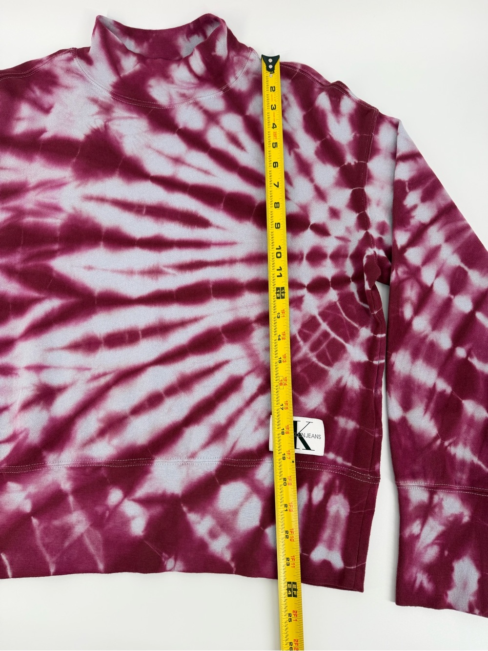Calvin Klein Jeans Tie Dye Mock Neck Sweatshirt Pink Womens NWT - Picture 15 of 16